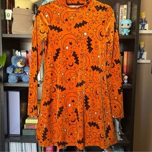 Velvety Halloween long sleeve dress